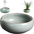 Decorative Bowls 6 inch Ceramic Lotus Bowl Planter with Flat Base Glazed Shallow Planter for Home Office Tabletop Decor