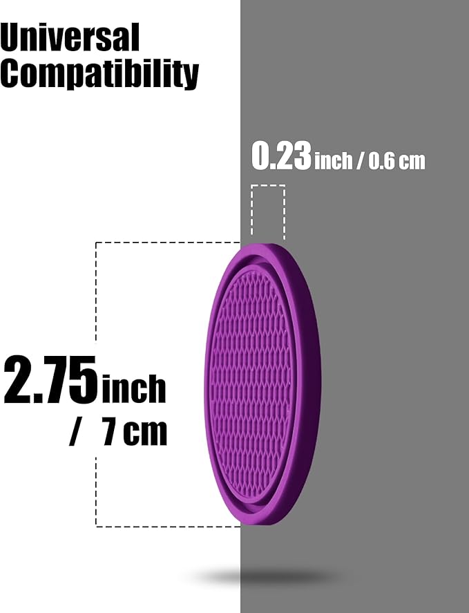 4 Pack Car Cup Coasters, Universal Non-Slip Silicone Cup Holder Inserts, Car Interior Accessories, Purple