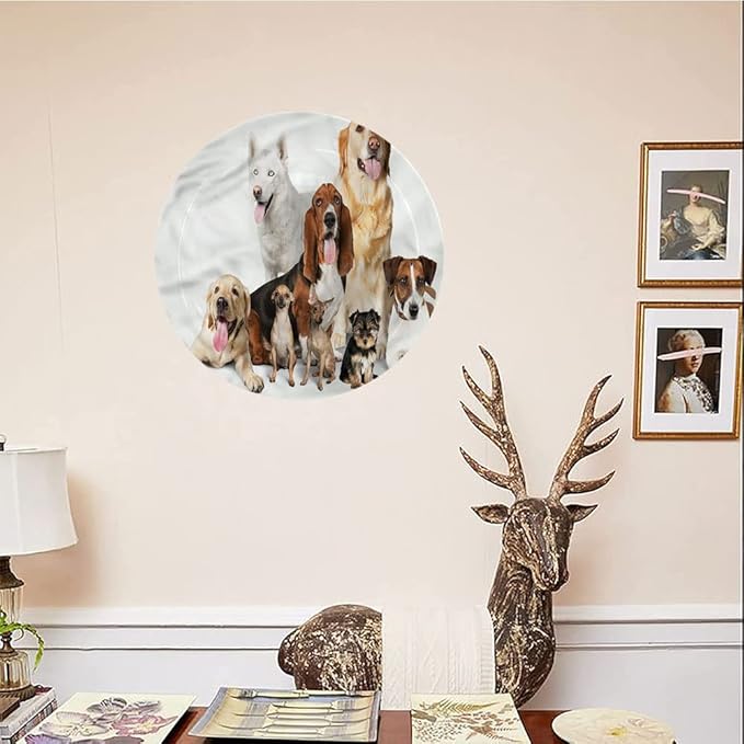 Ceramic Display Plate, Dog Lover Ceramic Hanging Decorative Plate, House Pet Photo Shoot, 8 Inch, Household Custom Ceramic Plate, Multicolor