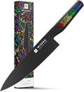 WIZEKA Chef Knife: 8 Inch: Extreme Sharp Kitchen Knife: Full Tang High Carbon Stainless Steel: Chef's knife with Ergonomic Handle with Unique Patterns,Rainbow Series