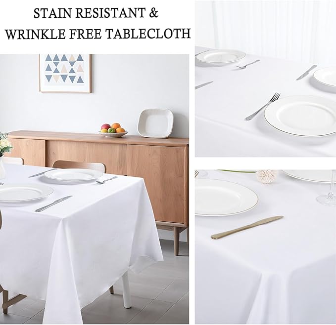 8 Pack White Tablecloth 90 x 156 Inch Rectangular Table Cloth for 8 Foot Rectangle Tables, Wrinkle Resistant Washable Polyester Fabric Table Covers for Wedding Party Banquet Buffet and Camping