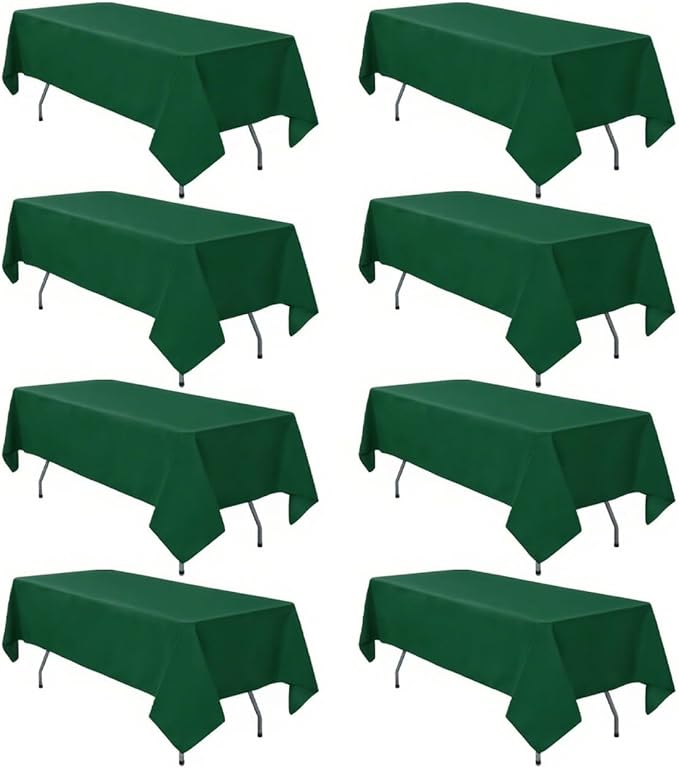 8 Pack Hunter Green Table Cloth 60 x 102 Inch Rectangular Dark Green Tablecloth for 6 Foot Rectangle Tables, Wrinkle Resistant Washable Rectangle Fabric Table Covers for Wedding Party Banquet Buffet