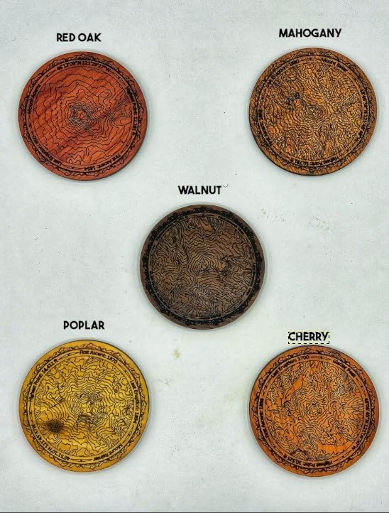 Pacific Northwest Mountains Wooden Coasters | Set of 5 | Topography Coasters Active (Walnut)