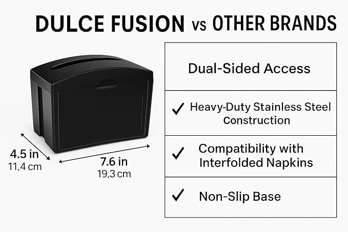 Tabletop Comercial Napkin Dispenser (Servilleteros para Restaurantes) - Stainless Steel Comercial Holder for Interfold Napkins - Dual - Sided Acces