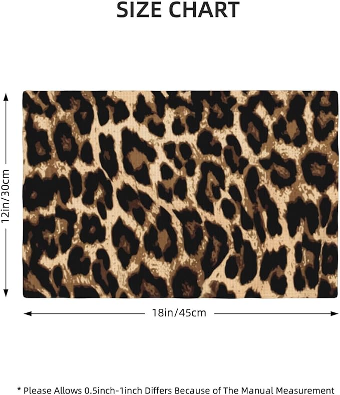 Black Brown Leopard Print Placemats Set of 4 Cheetah Leopard Skin Linen Washable African Wild Animal Placemat Kitchen Dining Heat-Resistant Place Mats Desktop Decor Table Mats 12x18 Inch