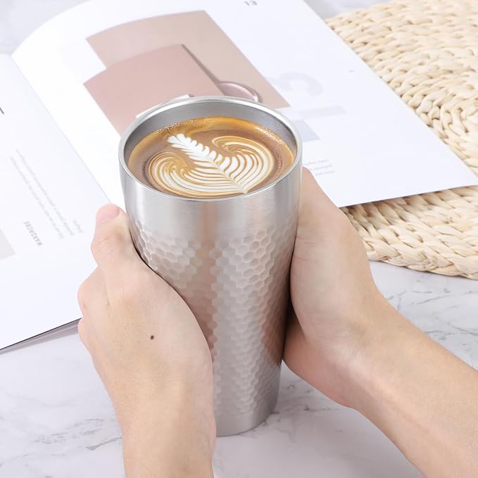 Beasea Stainless Steel Cups 19 oz, 2 Pack Large 18.6oz 550ml Stainless Steel Drinking Cups Water Tumbler Stackable Double Wall Insulated Individual Metal Pint Glasses Tin for Home Party Camping