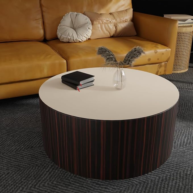 Small Round Table Cover - Can Be Used On Both Sides Waterproof and Easy to Clean Good Flatness Used for Coffee Table Dining Table(Light Beige+Light Gray Dia.24Inch)