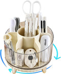 Rotating Pencil Holder, Desk Organizer with Multi-Compartment Design-Stylish, Functional Storage Solution for Home Offices, Classroom, Art Supplies Storage (Transparent white)