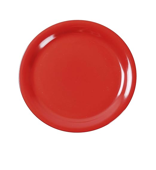 Yanco MS-109RD Mile Stone Narrow Rim Round Plate, 9" Diameter, Melamine, Orange Red Color, Pack of 24