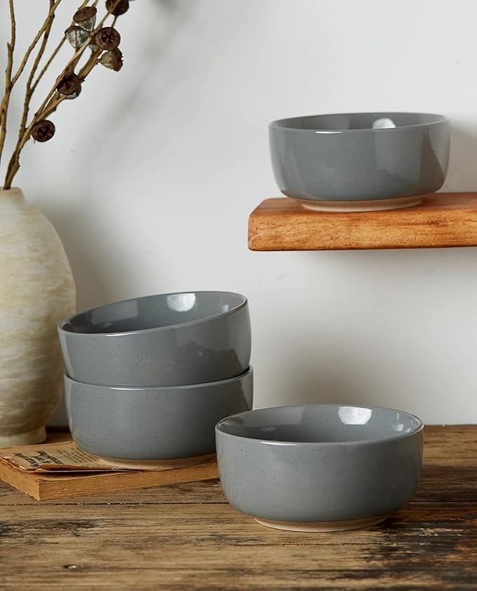 famiware Milkyway Cereal Bowl, Soup Bowls for 4, 25 Ounce Bowls Set for Kitchen, Bowl Set for Cereal Soup Rice Pasta Salad Oatmeal, Dark Gray
