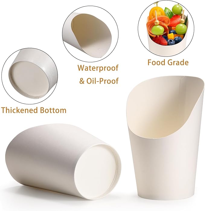 60 Sets Disposable Charcuterie Cups with Sticks and Bags, 14 oz White Kraft Paper Snack Boxes Appetizers Cup French Fry Holder with Cocktail Skewers Toothpicks Tooth Picks(60 Cups+60 Bags+200 Sticks)
