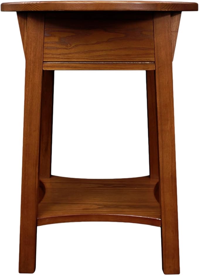 Leick Home Mission End Table, Solid Wood, 18 in. Round, 1 Storage Drawer, Bottom Shelf, Easy-Assembly, For Living Room/Bedroom, Russet, 18.0 in. Diameter x 24.0 in. H, 9056-RS