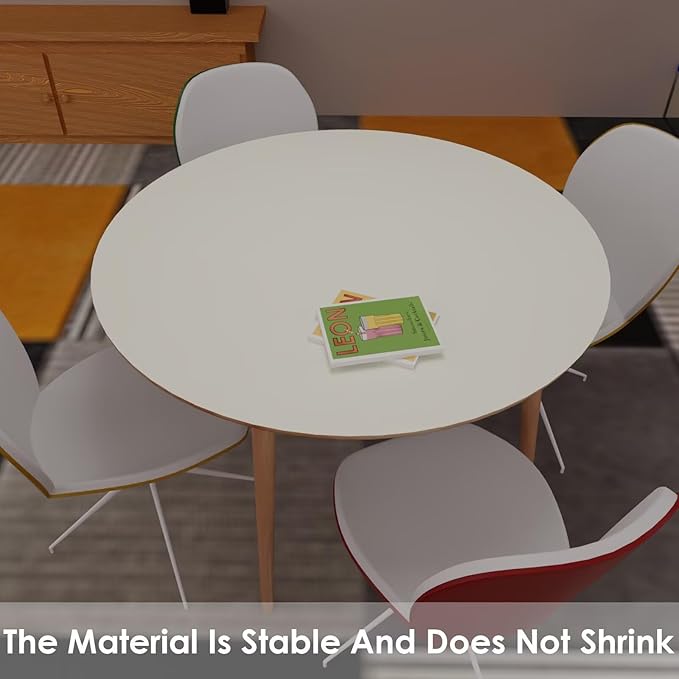 Round Table Pad, 1.8mm Thick, 30 Inch Diameter, Leather Table Cover and Protector for Dining Table Top (White+White)