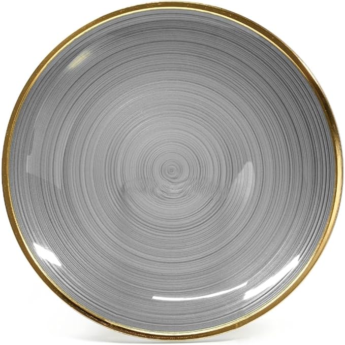 " OCCASIONS " 120 Pieces Pack,(60 Guests) Premium Wedding Party Disposable Plastic Plates Set -60 x 10'' Dinner + 60 x 7'' Salad/Dessert (Belize in Black & Gold)