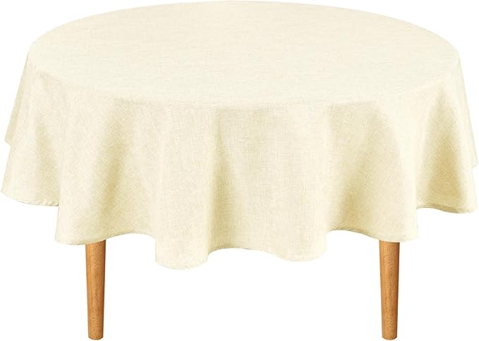 Hiasan Linen Tablecloth 40 Inch Round - Wrinkle and Stain Resistant Washable Polyester Fabric Table Cloth for Dining Room Kitchen Party, Champagne