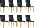Dining Chairs Set of 8,Faux Leather with Gold Metal Legs,Armless Kitchen Room Chairs Set of 8,Max Load 300 Lbs,High Back Modern Design for Home Kitchen Living Room Bedroom