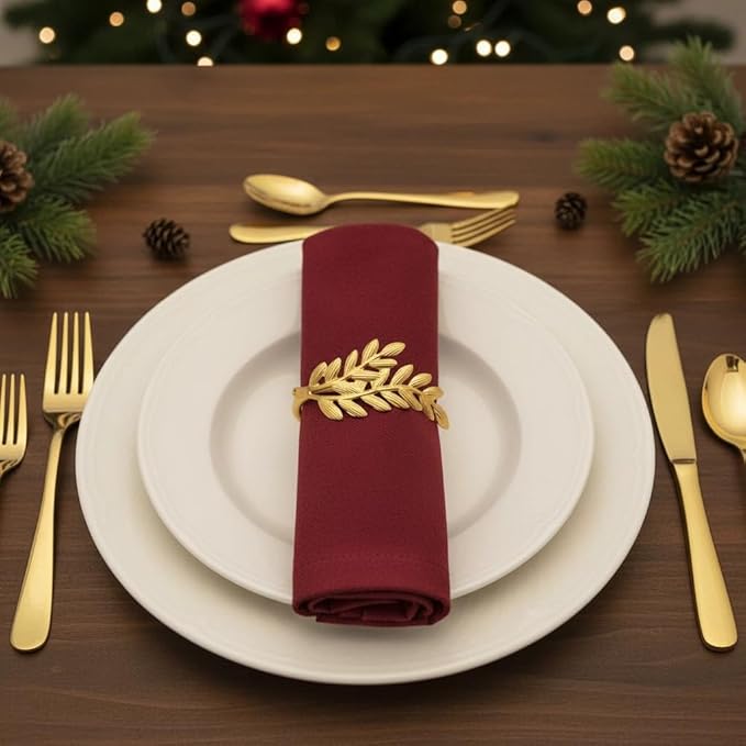 100 Pcs Gold Napkin Rings Bulk Delicate Napkin Holder for Dining Wedding Party Banquet Table Decroration Christmas and Daily Use