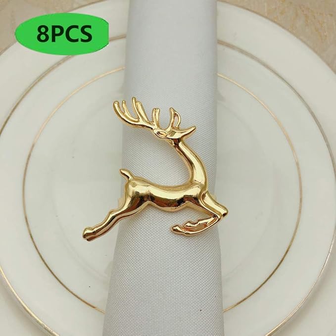 Napkin Rings Set of 6 Silver Set of 6 Napkin Rings Christmas, Holidays, Thanksgiving (Deer-3)