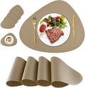 Placemats Set of 4, Faux Leather Placemats for Round Tables Set Washable Wipeable Heat-Resistant Dining Table Mat Kitchen Place Mats Modern Nordic Style Placemats(Apricot)