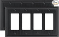 2-Pack Classic Beadboard Quad Decorator Wall Switch Cover, Black Decorative Switch Plates and Outlet Covers, Natural Bamboo Fiber 4 Gang Wall Plate for Electrical Outlets, Receptacle, GFCI Outlet