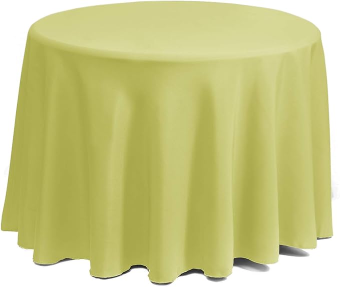 Gee Di Moda Round Tablecloth - 120 Inch Yellow Round Table Cloth for 60 to 96 Inch Round Tables - Heavy Duty Washable Fabric - for Buffet Table, Holiday Party, Dinner, Wedding & Baby Shower