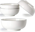 Hesen 40 Ounce Large Soup Bowls, Large Cereal Bowls, Large Pho Bowls, Durable Porcelain Rimmed Off-White Bowls Set of 4, 7 Inch