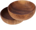 2Pcs Acacia Small Serving Bowl Set Flat Bottom Bowls for Salad and Dessert Smooth Finish for Entertaining and Everyday Use