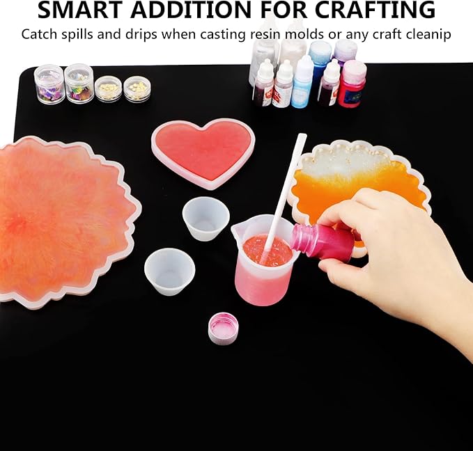 Gartful Oversize Silicone Mat for Crafts, 31.5 x 23.6 inches 1.2mm Thick Silicone Craft Pad for Jewelry Casting Resin Molds, Countertop Protector, Nonstick Placemat, Counter Table Mat, Black