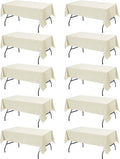 10-Pack Ivory Tablecloths for Rectangle Tables, 60 x 84 Inches, Stain-Resistant Polyester Fabric for 4 Foot Tables - Washable Table Covers for Weddings, Banquets, Birthday Parties, Events