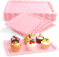 Plastic Serving Trays,24 Pack Rectangle Serving Platters Decorative Serving Trays Dessert Table Trays,15"x10" Rectangle Platters, Decorative Dessert Table Trays, Cake, Cookie Catering Tray (Pink)