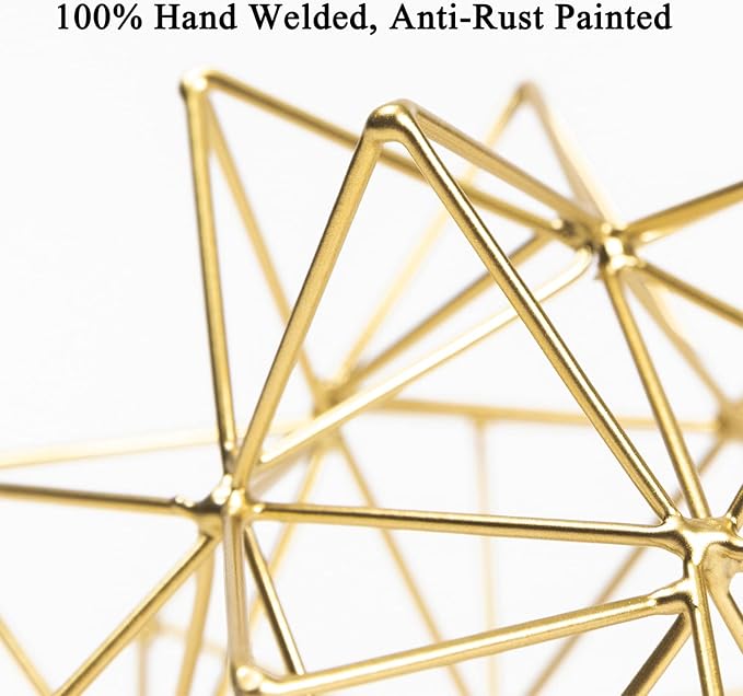 Metal Geometric Table Top Decor, 3D Metal Geometric Sculpture, Gold Abstract Sculpture for Home Decor, Table Art Decorations for Home, Living Room, Office, Bedroom