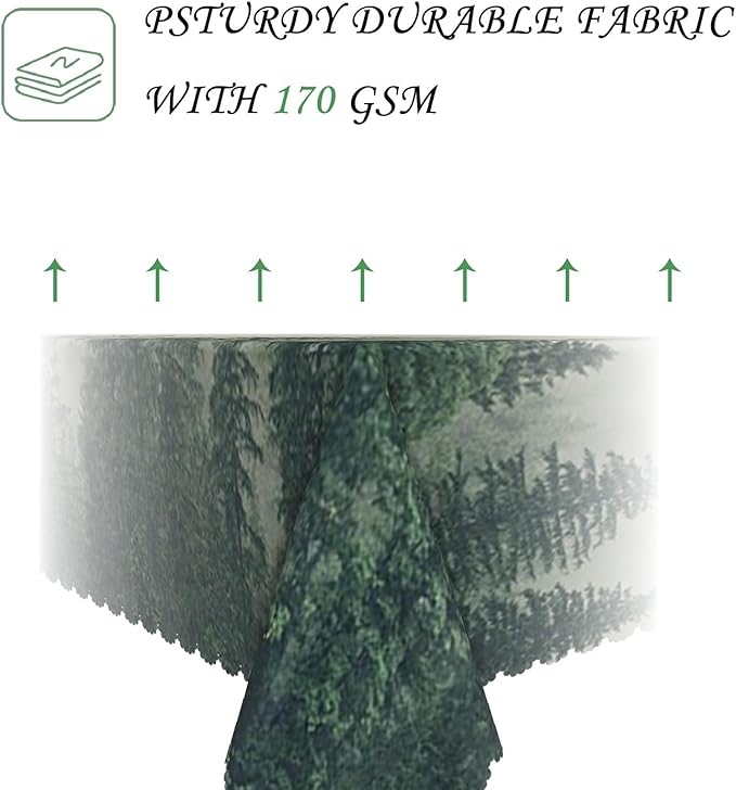 52x70 Inch Nature Scenery Rectangular Tablecloth Foggy Wild Forest Mysterious Secret Realm Table Cloth Waterproof Durable Table Cover for Home Game Room Banquet Picnic Outdoor BBQ Decor