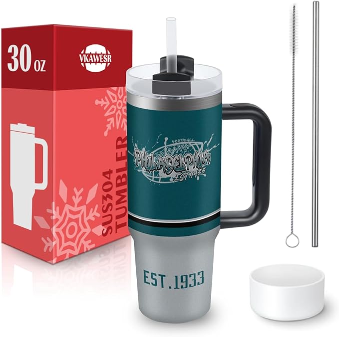 30 oz Tumbler with Handle and Straw,Car cup,Coffee Mug,100% Leakproof Insulated Tumbler with Lid and Straw,Made of Stainless Steel,Cup Holder Friendly Base,Classic Collection Gifts for Fans