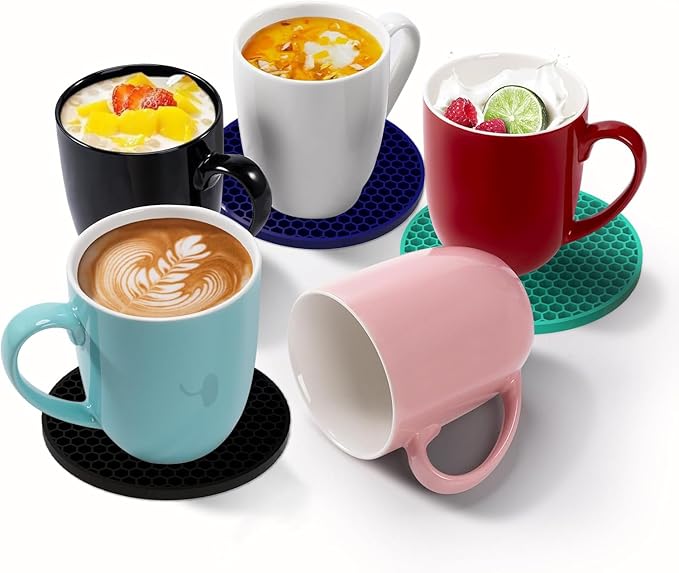 Silicone Coasters [8 Pack] with Holders Drink Coasters, for Hot or Cold Drinks Thickened, Non-Slip, Non-Stick (Gray)
