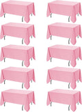 10-Pack Pink Tablecloths for Rectangle Tables, 70 x 120 Inches, Stain-Resistant Polyester Fabric for 6 Foot Tables - Washable Table Covers for Weddings, Banquets, Birthday Parties, Events