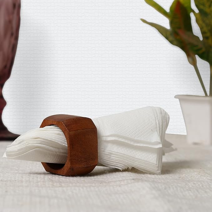 Wooden Napkin Rings Set of 12 for Dinning Table Decor | Wood Napkin Holder Set of Twelve for Dinner Table Decoration | Napkin Ring for Home and Kitchen Decor