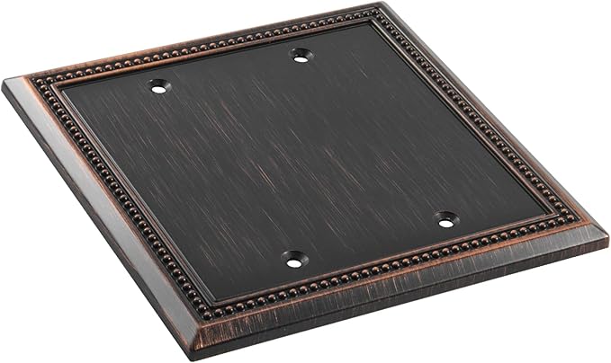 Henne Bery Sunken Pearls Heavy Duty Decorative Wall Plate Switch Plate Outlet Cover (Double Blank, Aged Bronze)