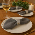 Luxury Leather Napkin Rings Set of 8, Silver, Morgan Faux Style, Modern Cuff Design for Wedding Party Decorations, Kitchen, Holiday Table,Rust Proof,Hotel, Home, Table Accessories, Dining
