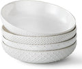 Y YHY 8.5" Pasta Bowls Set of 4, 30 oz Embossed Salad Bowls for Serving Soup, Noodle, Fruit, Dinner, Kitchen Deep Plates, Ceramic Dinnerware Sets, Soft White Dishes for Thanksgiving Day Gifts