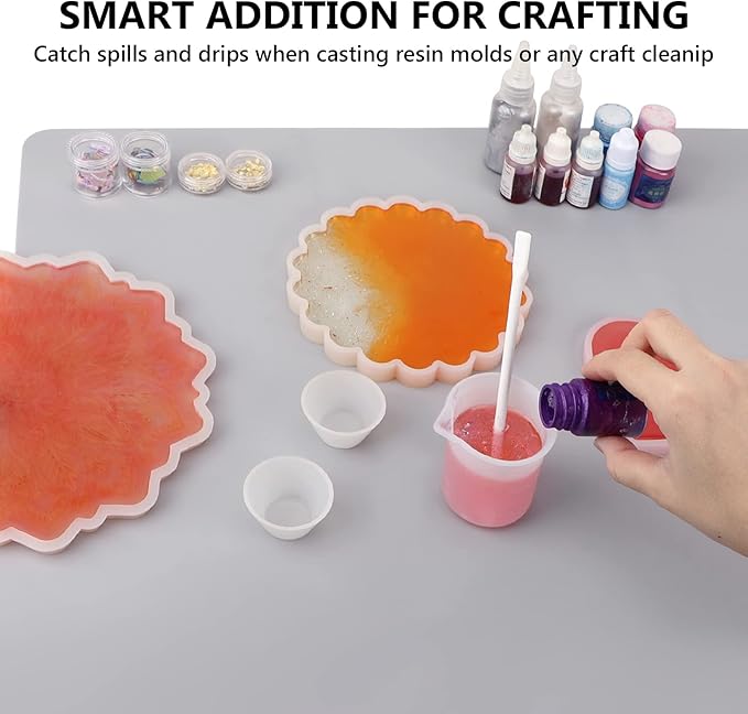Gartful Oversize Silicone Mat for Crafts, 31.5 x 23.6 inches 1.2mm Thick Silicone Craft Pad for Jewelry Casting Resin Molds, Countertop Protector, Nonstick Placemat, Counter Table Mat, Light Grey