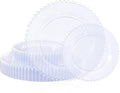 U-QE 60PCS Clear Plastic Plates - Fancy Beaded Plates Disposable Heavy Duty - Premium Hard Plastic Plate for Party, Wedding & Birthday Including 30 Dinner10 & 30 Dessert Plate 7"