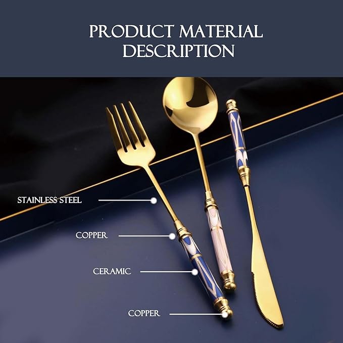 30-piece Silverware Set With Ceramic Handle, Premium Food Grade Stainless Steel Flatware Sets, Mirror Polished Cutlery Set, Dishwasher Safe (for 6 People)