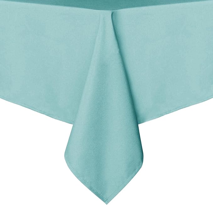 sancua Rectangle Tablecloth - 60 x 84 Inch - Stain and Wrinkle Resistant Washable Spring Table Cloth, Decorative Fabric Table Cover for Dining Tables, Buffet Parties and Camping, Turquoise