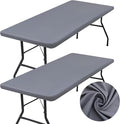 homing 2 Pack Rectangle Table Cloth, Elastic Fitted Fabric Tablecloth Fits for 4 Foot Folding Tables, Washable Table Cover for Picnic, Camping, Indoor & Outdoor (Grey, 30" x 48")