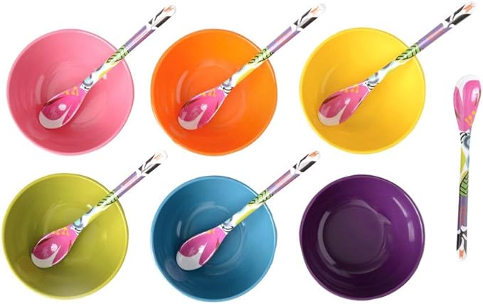 French Bull Melamine Mini Bowls, 6-Piece Set, Small Serving Bowl – Snack, Condiment, Dip, Dessert, Ice Cream – Shatter Proof, Food-Safe, BPA Free, Dishwasher Safe, 4” 10 oz - Multicolor