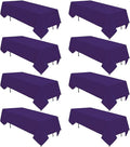 8 Pack Purple Tablecloth 60 x 102 Inch Rectangular Table Cloth for 6 Foot Rectangle Tables, Wrinkle Resistant Washable Rectangle Fabric Table Covers for Wedding Party Banquet Buffet and Camping