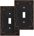 French Cabriole Decorative Wall Plate Switch Plate Outlet Cover (Single Toggle, 2 Pack, Aged Bronze)