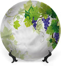 Ceramic Plates, Vine Decorative Ceramic Plates, Grapes with Fresh Foliage, 7 Inch, for Dining, Parties, Wedding, Multicolor