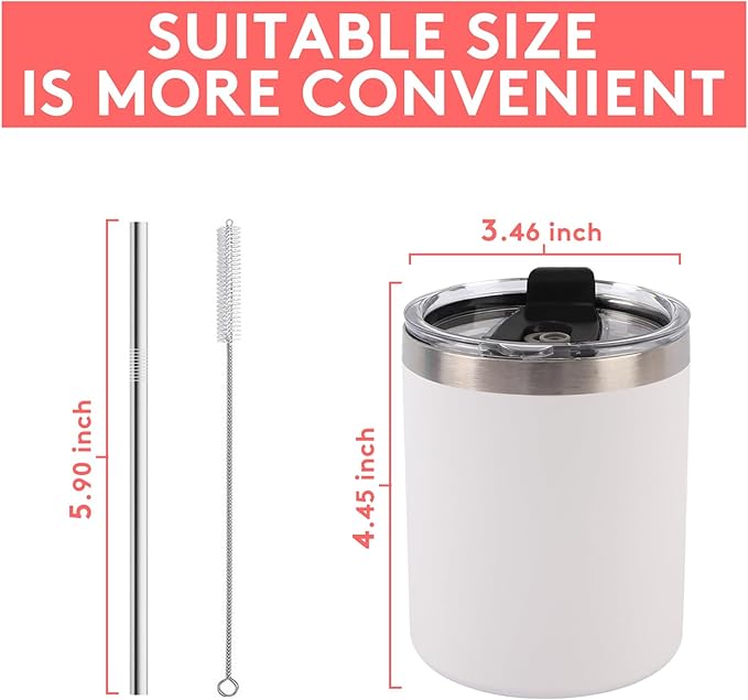 8 Pack 12 Oz Stainless Steel Skinny Tumbler with Splash Proof Lid, Vacuum Insulated Double Wall Thermal Cup, Outdoor Unbreakable Travel Slim Bottle for Hot Cold Drinks
