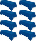 8 Pack Royal Blue Tablecloth 60 x 102 Inch Rectangular Table Cloth for 6 Foot Rectangle Tables, Wrinkle Resistant Washable Polyester Fabric Table Covers for Wedding Party Banquet Buffet and Camping